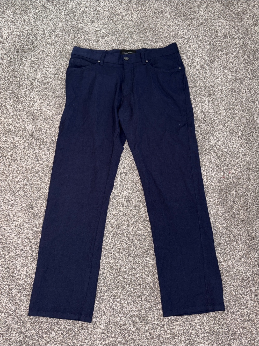 Ermenegildo Zegna Men's Wool-Blend Slim-Straight Fit Five-Pocket Pants in Navy